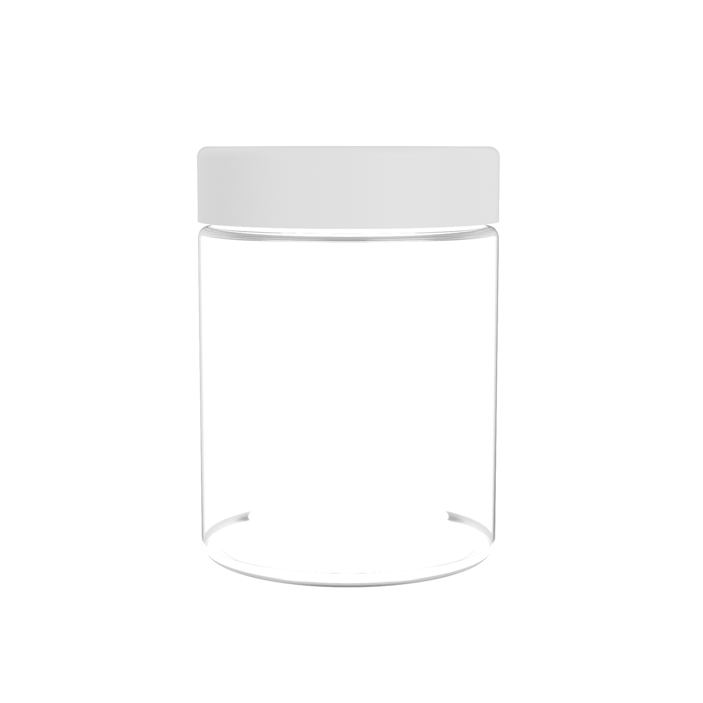 Clear round jar with child-proof push-down cap