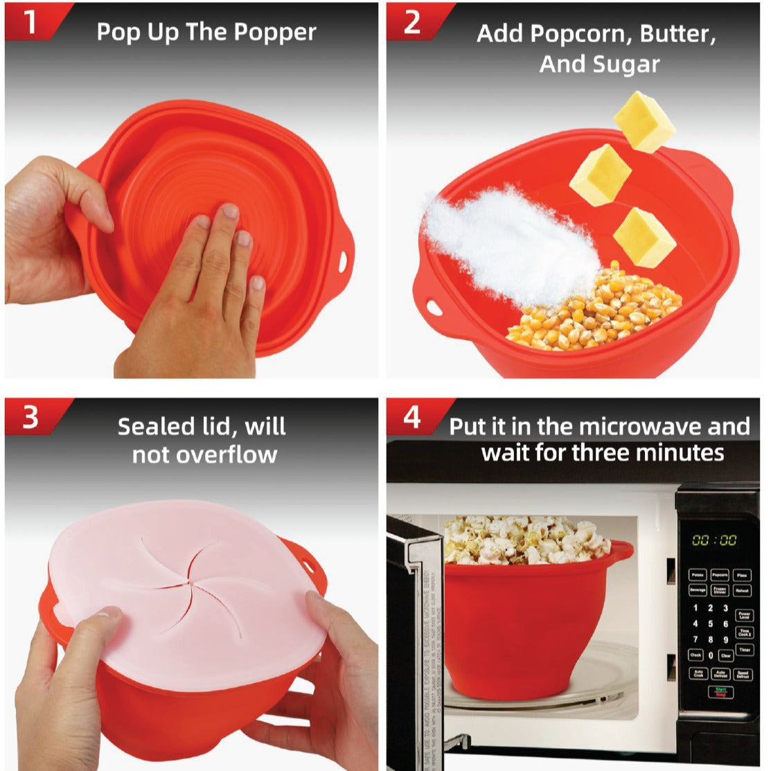 Custom Silicone Collapsible Popcorn Bowl – Food-Grade, Microwave Safe, Eco-Friendly