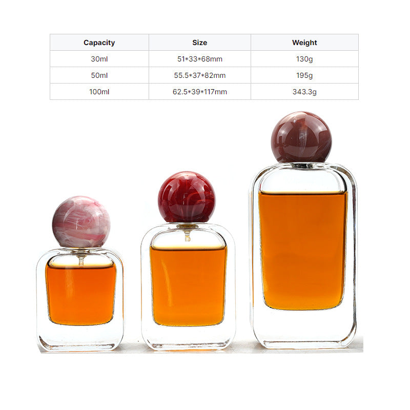 Custom Square Flat Glass Perfume Bottle with Ball Cap