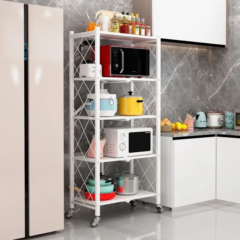 5-Tier Foldable Metal Storage Rack – Household Shelving Unit