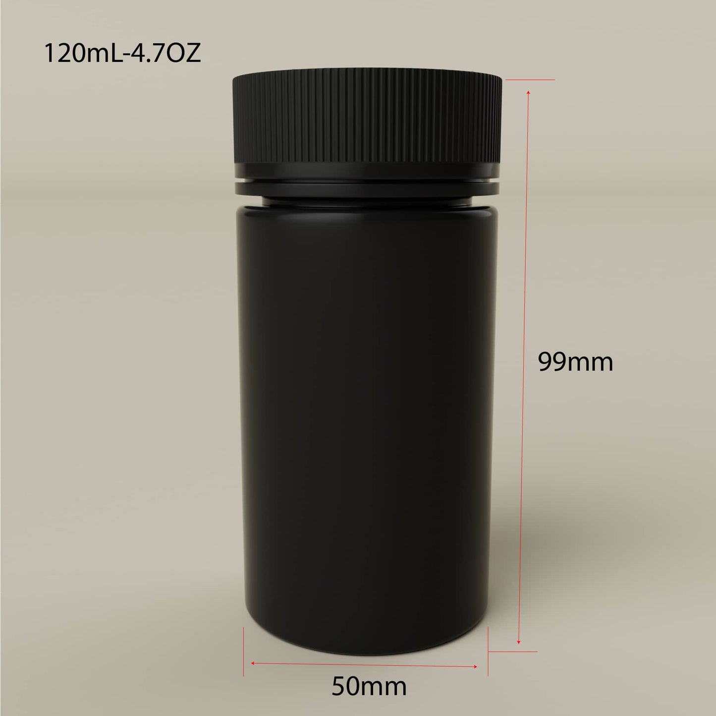 Cosource black tamper evident cannabis storage jar with 120mL capacity and child-resistant lid