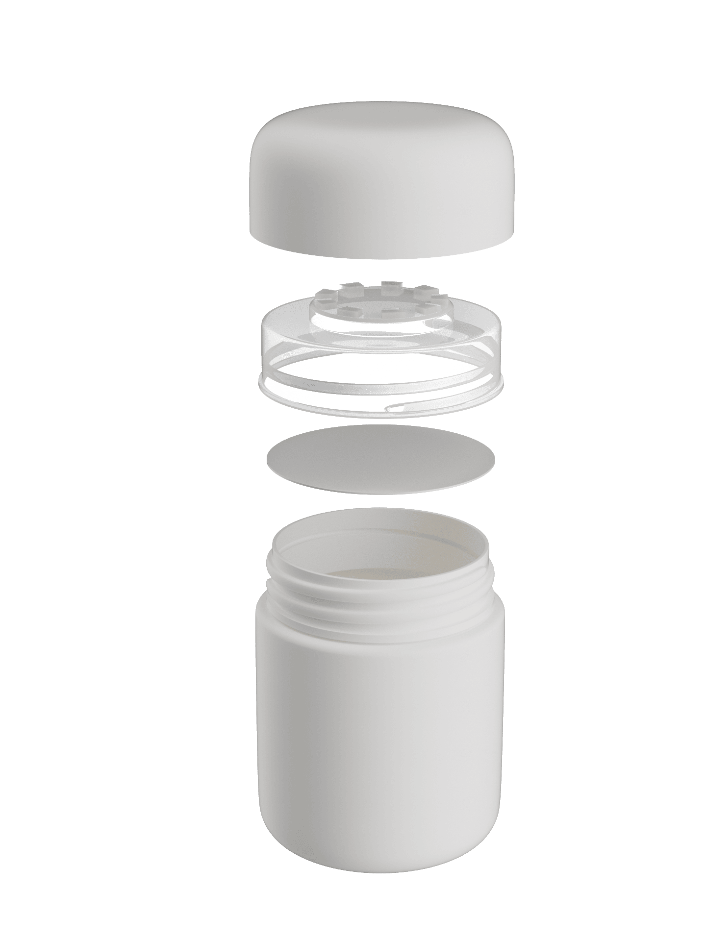 White CR plastic jar – odor-blocking, ideal for cannabis products