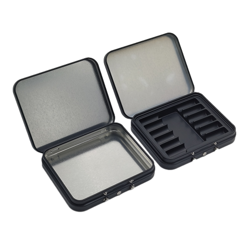 Flip lid cannabis tin with safety