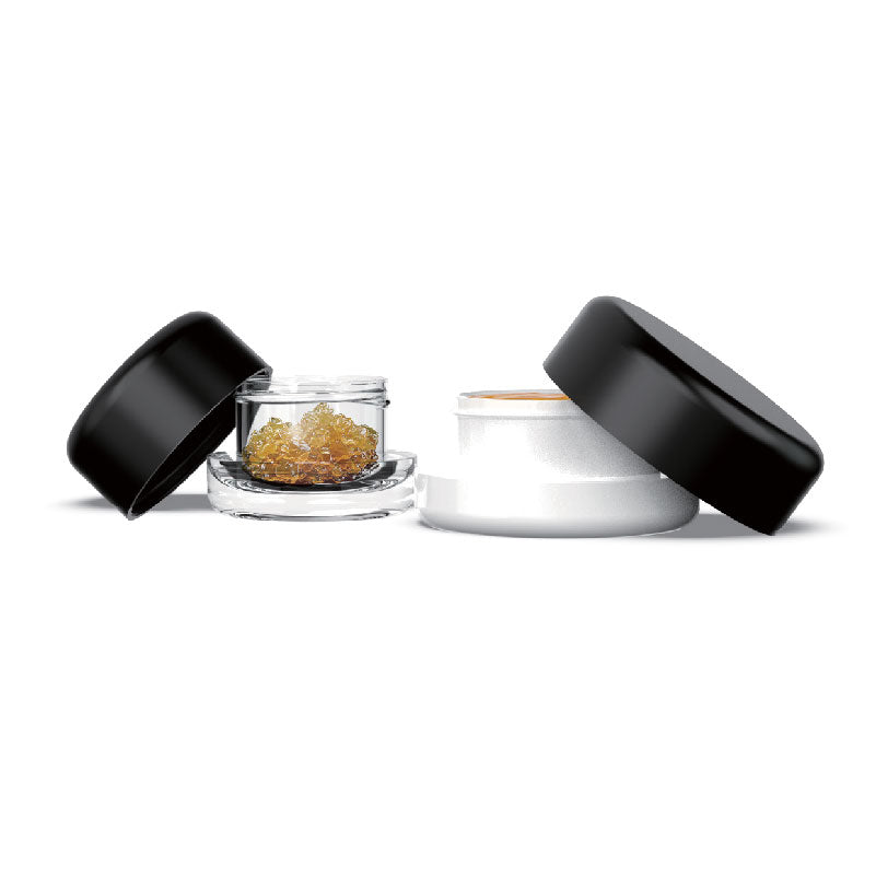 9ml black-lid round concentrate jar with child-resistant closure.