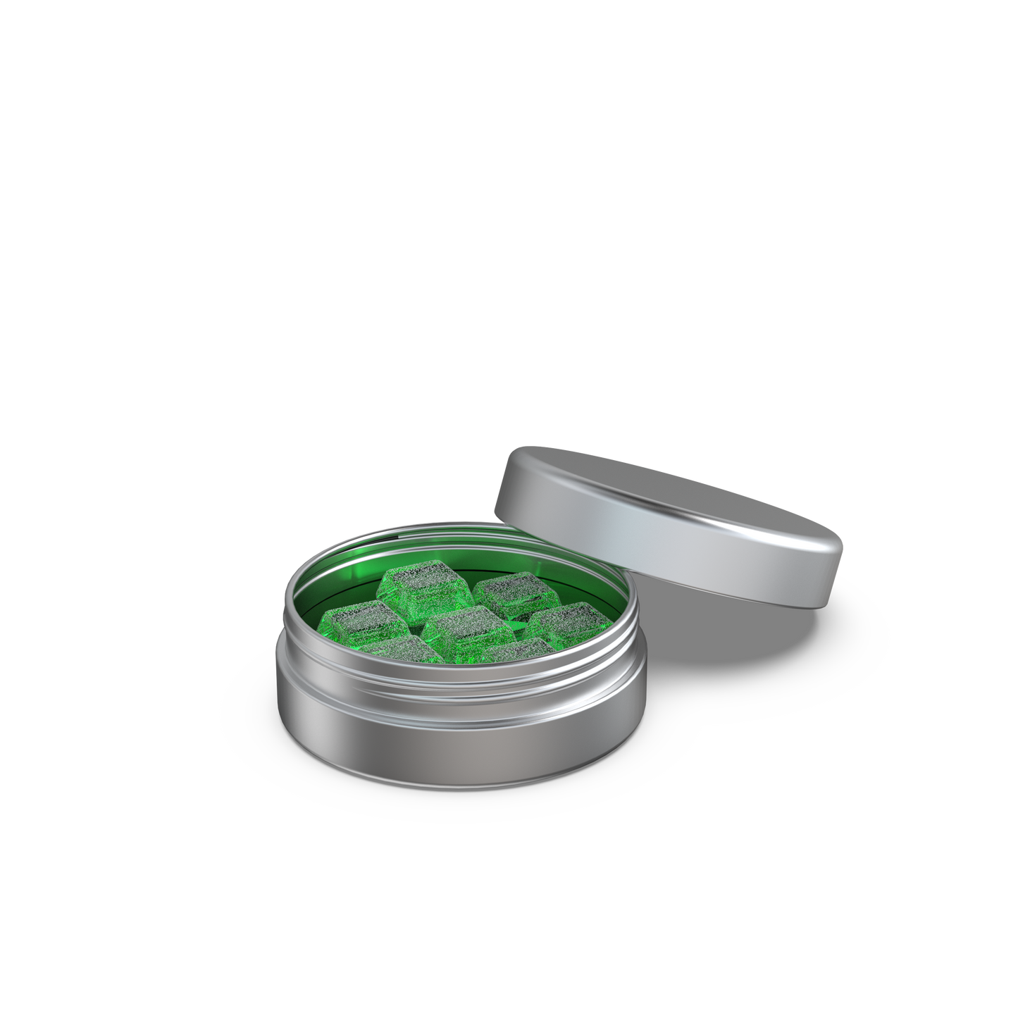 Round tin with safety push-and-turn lid