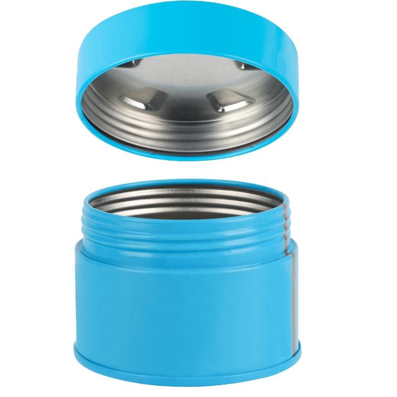 Child-proof round metal tin for concentrates
