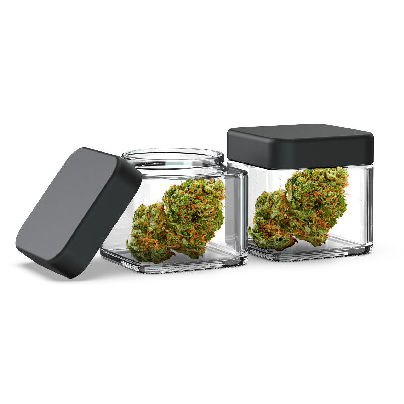 Compact square glass jar for CBD balm packaging
