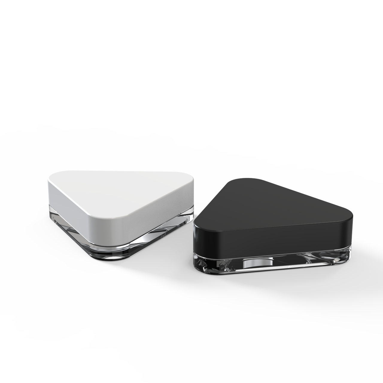 Triangle base black CR jar with gold cap, luxury packaging for live resin.