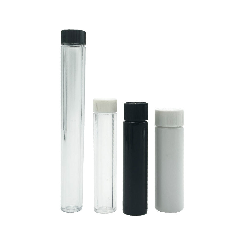 Custom logo plastic tube – child-resistant, screw cap design for cannabis use