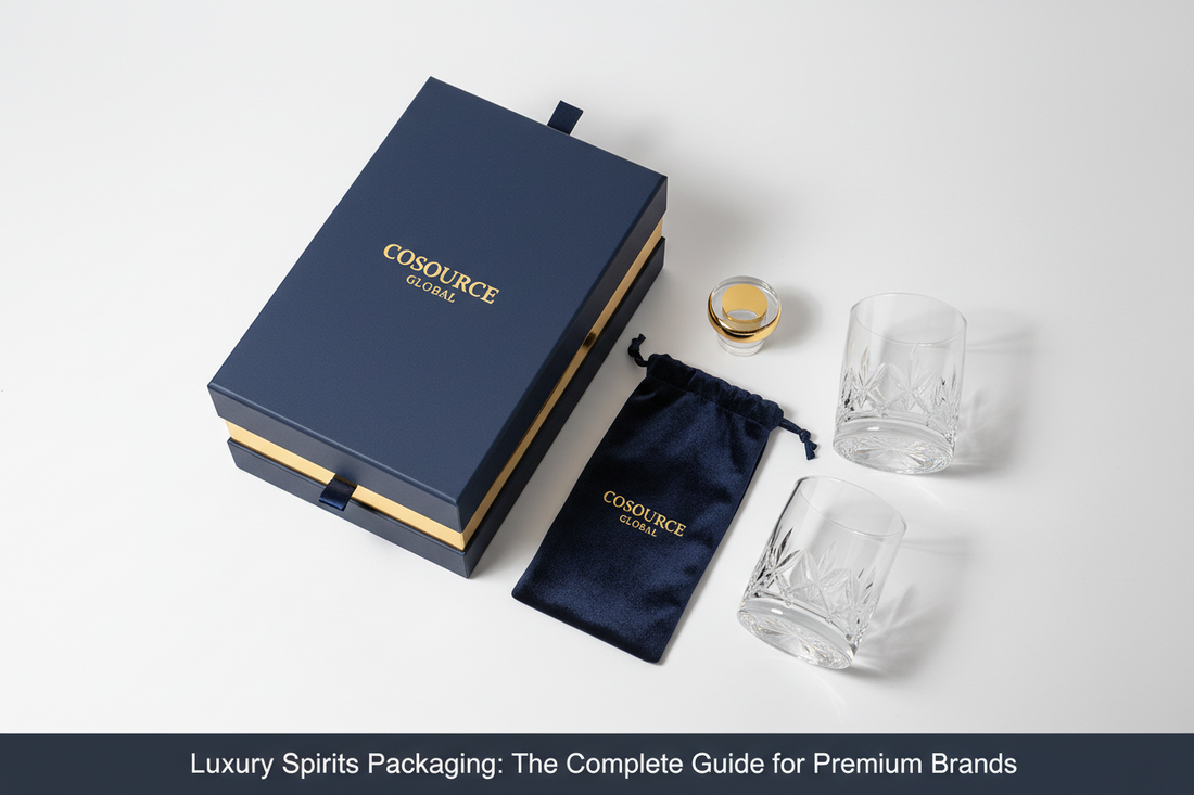 Luxury spirits packaging rigid gift box with gold foil stamping and magnetic closure — COSOURCE GLOBAL