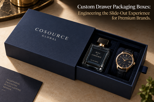 Custom drawer packaging boxes engineered for luxury unboxing experience