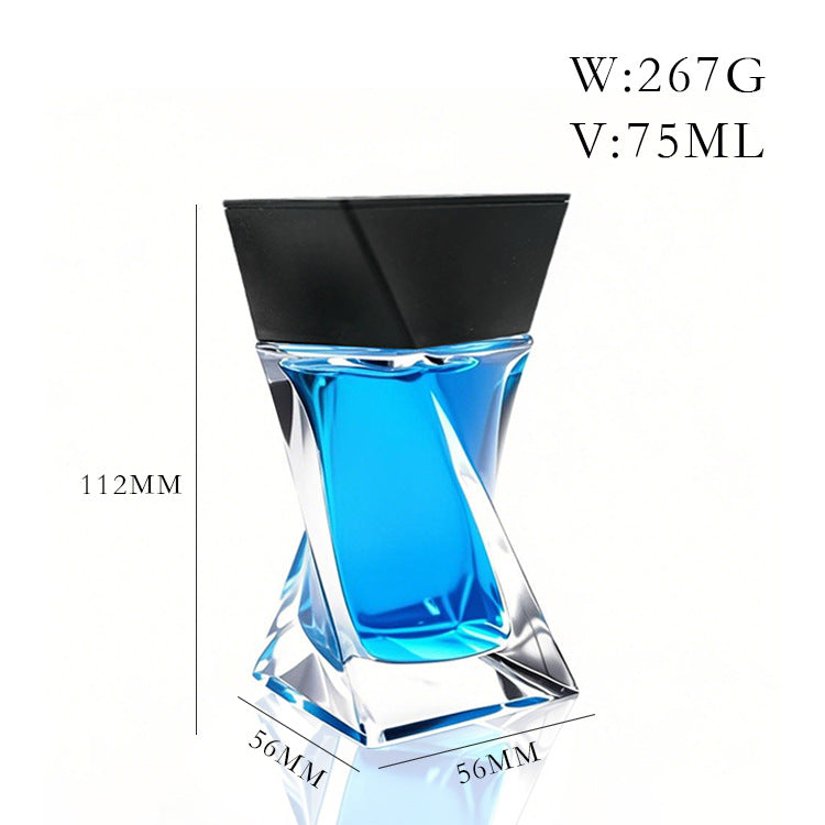 75ml Custom Glass Perfume Bottle – High-End Clear Twist Design with Lid