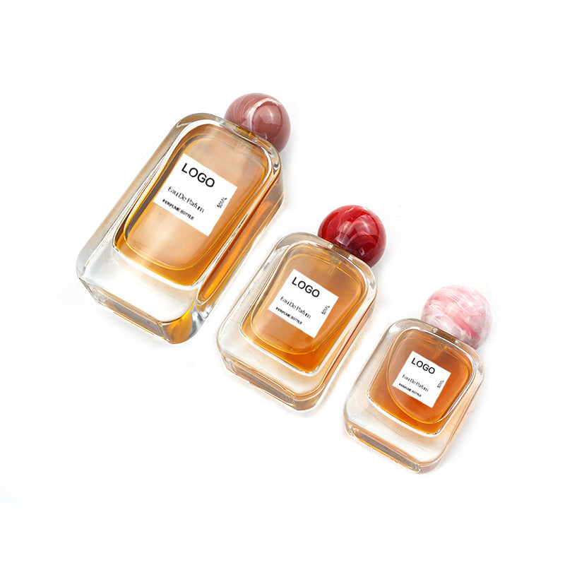 Custom Square Flat Glass Perfume Bottle with Ball Cap