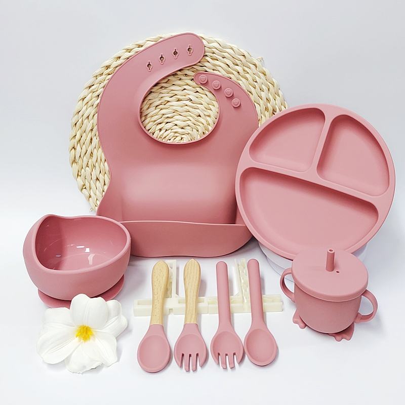 Baby Silicone Bowl & Non-Toxic, Food-Grade Silicone Tableware with Bib & Spoon