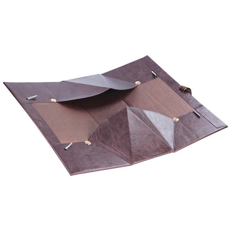 Luxury PU Leather Wine Gift Box – Folding with Ribbon Handle, Customizable