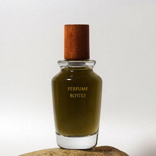 50ml Irregular Glass Perfume Bottle with Wooden Cap – Crimp Sprayer