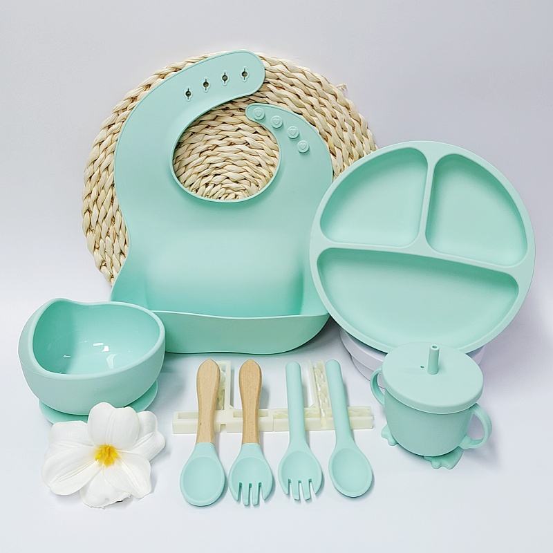Baby Silicone Bowl & Non-Toxic, Food-Grade Silicone Tableware with Bib & Spoon