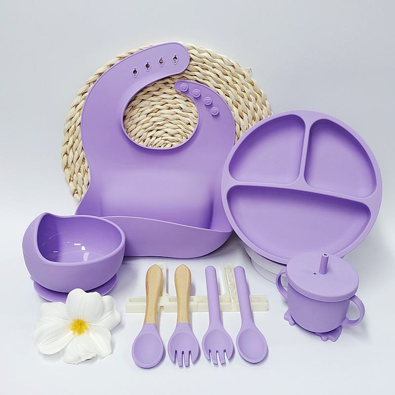 Baby Silicone Bowl & Non-Toxic, Food-Grade Silicone Tableware with Bib & Spoon