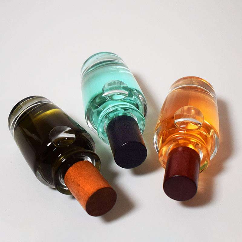 50ml Irregular Glass Perfume Bottle with Wooden Cap – Crimp Sprayer