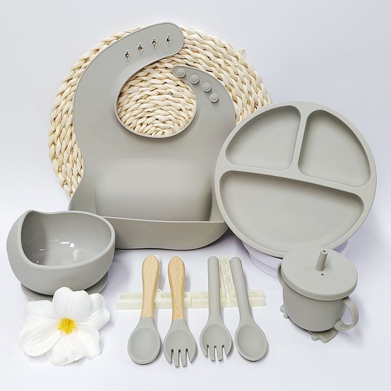 Baby Silicone Bowl & Non-Toxic, Food-Grade Silicone Tableware with Bib & Spoon