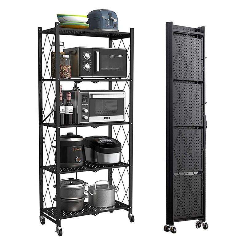 5-Tier Foldable Metal Storage Rack – Household Shelving Unit