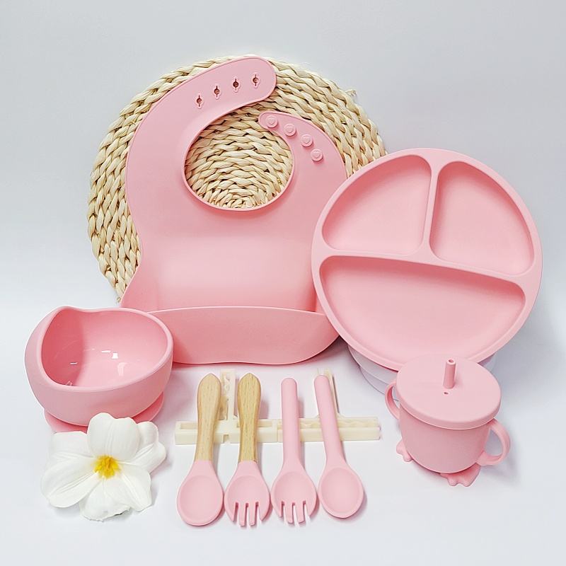 Baby Silicone Bowl & Non-Toxic, Food-Grade Silicone Tableware with Bib & Spoon