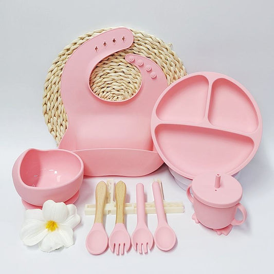 Baby Silicone Bowl & Non-Toxic, Food-Grade Silicone Tableware with Bib & Spoon
