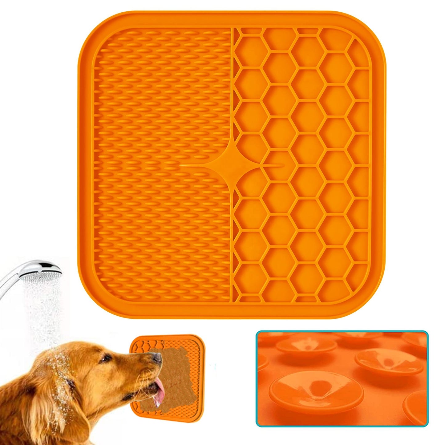 Custom Logo Silicone Dog Bath & Pet Lick Mat with Strong Suction Cups