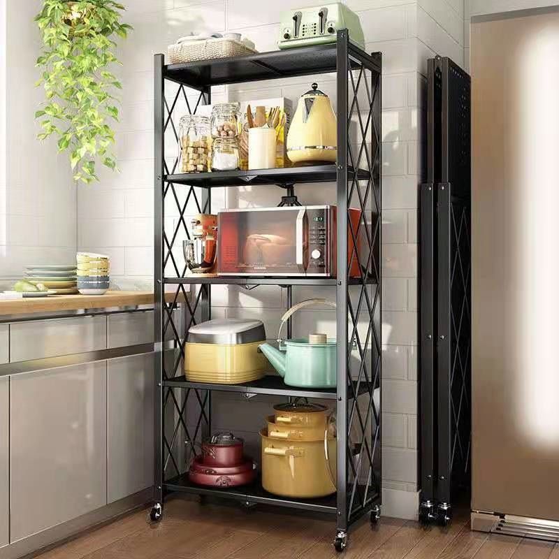 5-Tier Foldable Metal Storage Rack – Household Shelving Unit