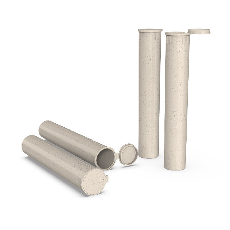 Biodegradable plant fiber pop tube featuring child-resistant closure and custom logo printing for eco-conscious cannabis brands.