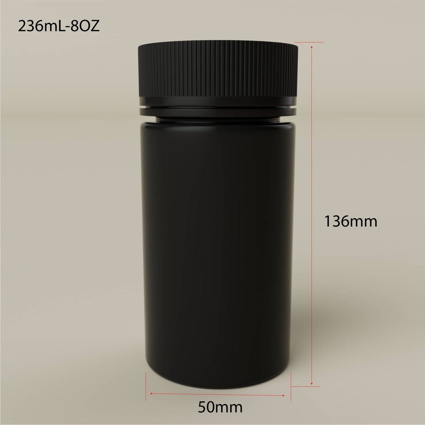 Cosource black tamper evident cannabis storage jar with 236mL capacity and secure screw lid