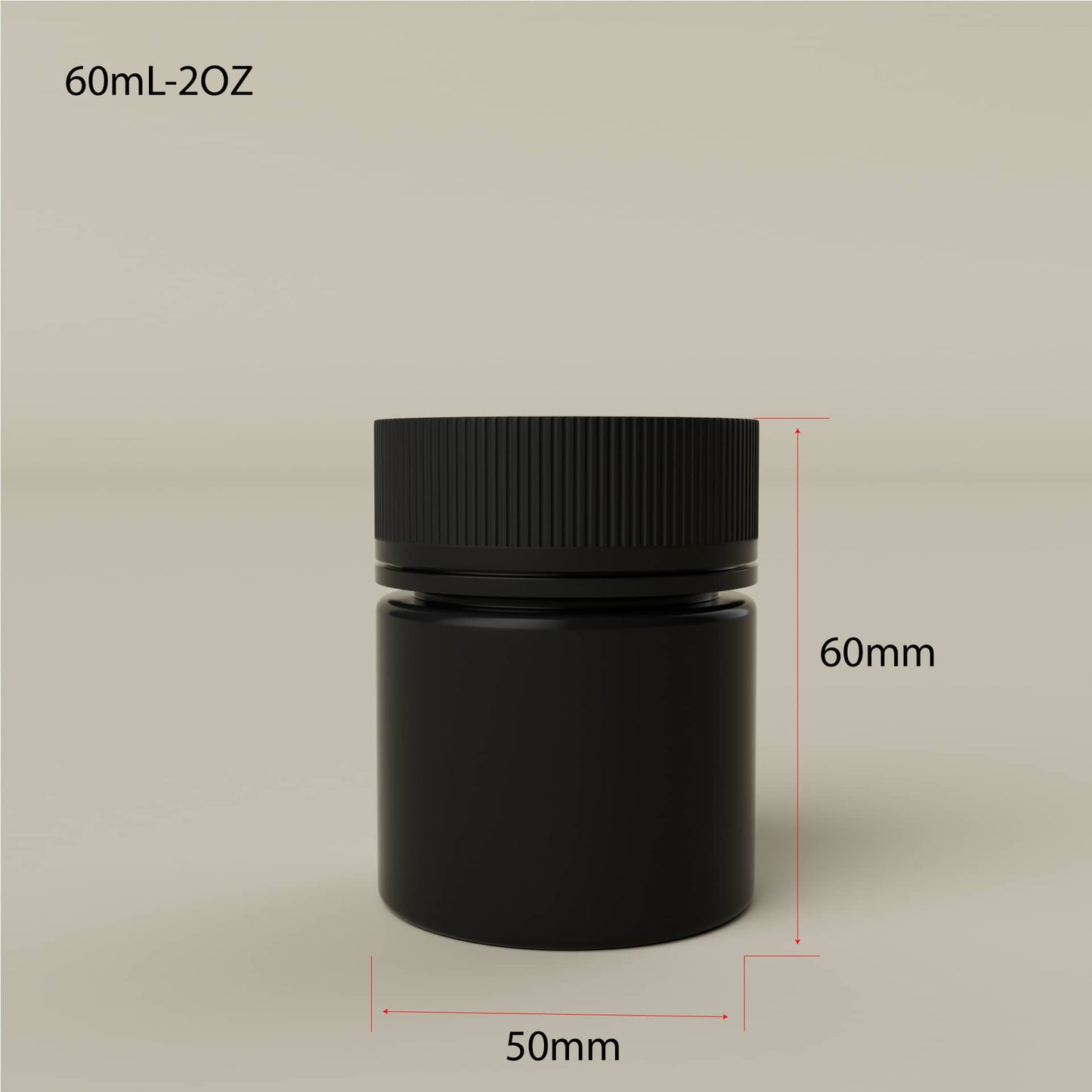 Cosource black tamper evident cannabis storage jar with 60ml capacity and secure lid