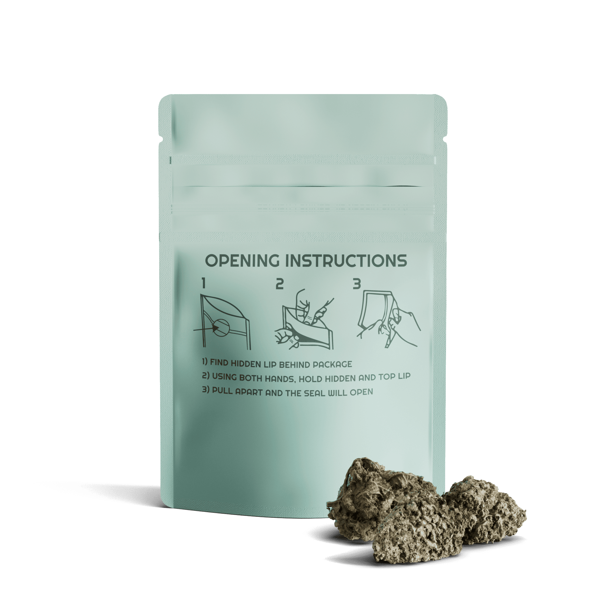 1/8oz child-resistant Mylar bag for 3.5g cannabis flowers, featuring tamper-evident zipper seal