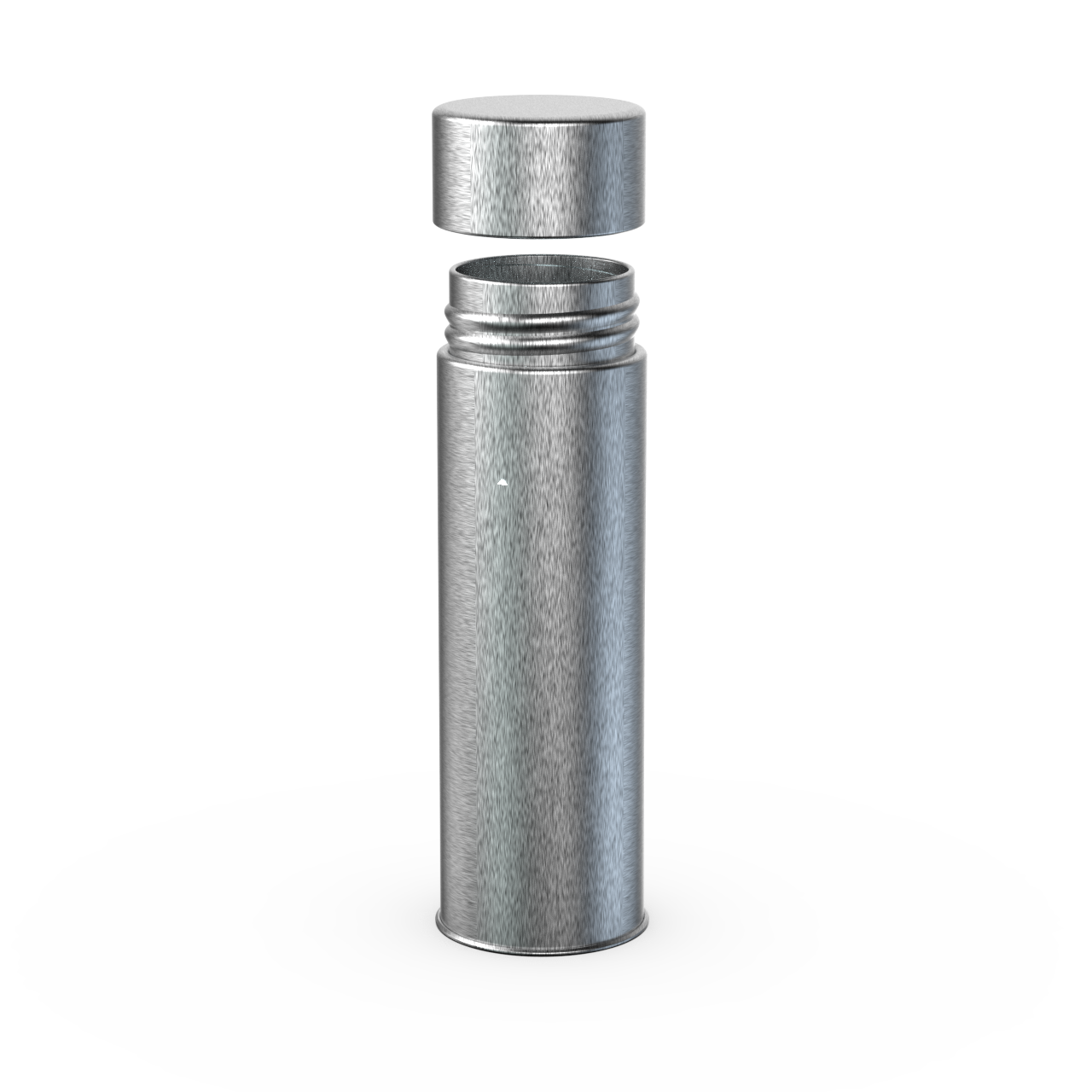 child-resistant round tin with push-and-turn lid, 85mm diameter