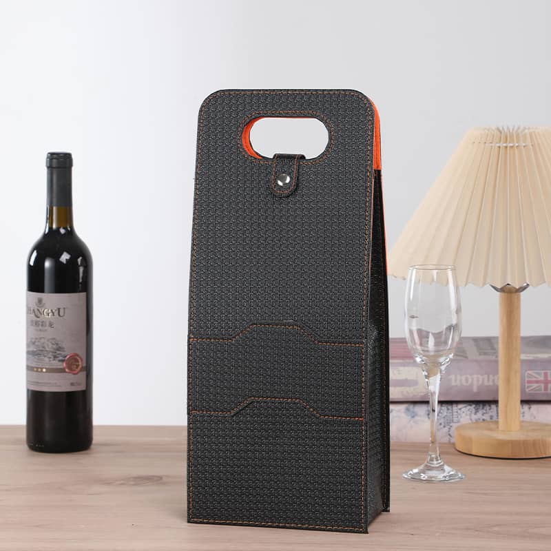 Cosource colorful leather wine handbag designed for stylish alcohol bottle packaging with sturdy handle