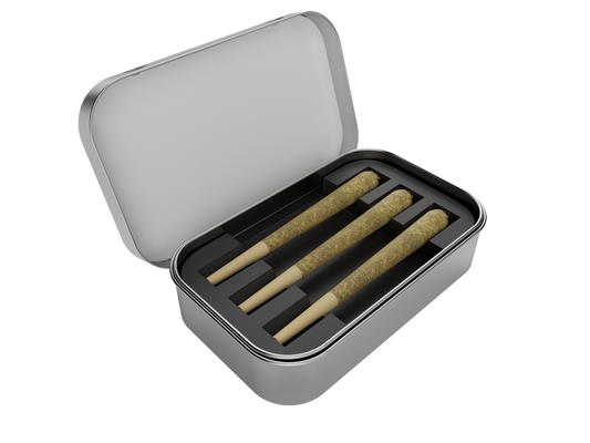 Secure flip tin for cannabis packaging
