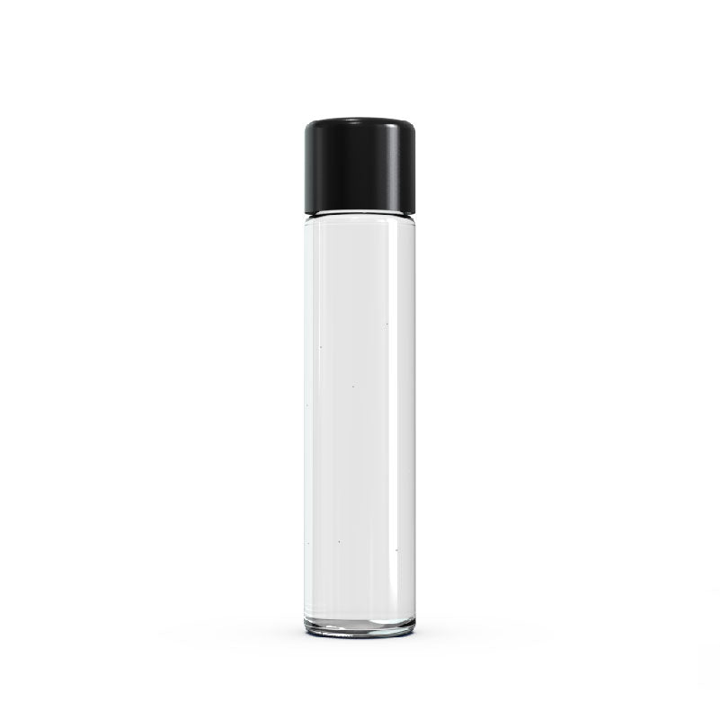 Clear child-resistant glass tube with flat cap for pre-roll packaging