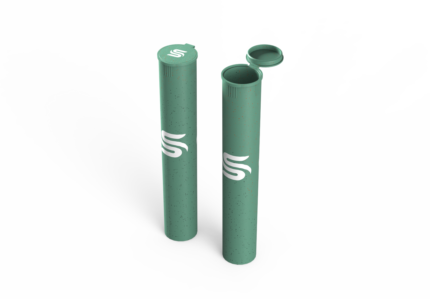 Child-resistant pop top tube made from eco-friendly plant fiber with a natural kraft texture, ideal for sustainable cannabis packaging.