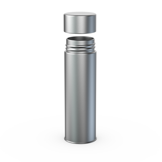 CR round tin with embossed brand logo