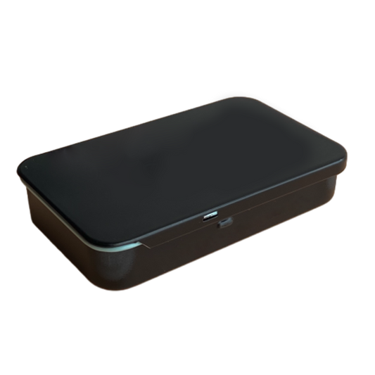 Dispensary packaging tin with child resistance