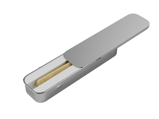 Slim CR tin for pre-roll packaging 