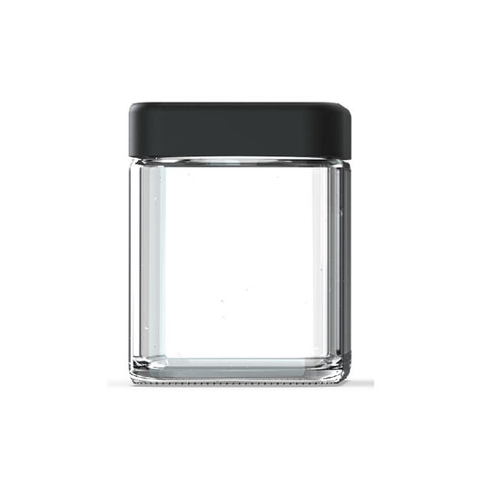 Child-resistant square glass jar with airtight lid