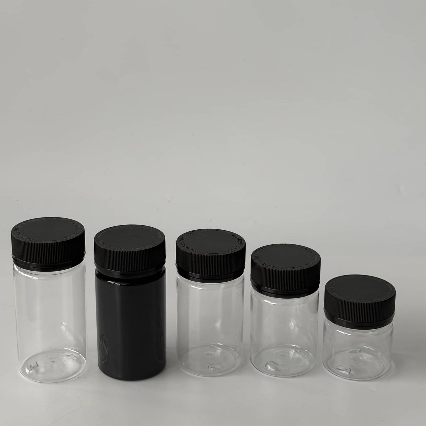 Cosource tamper evident cannabis storage jar collection with clear and black containers and black lids