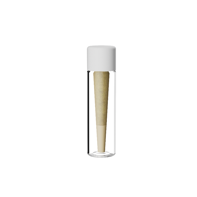 High-end CR glass tube with gold metal cap and custom foil label