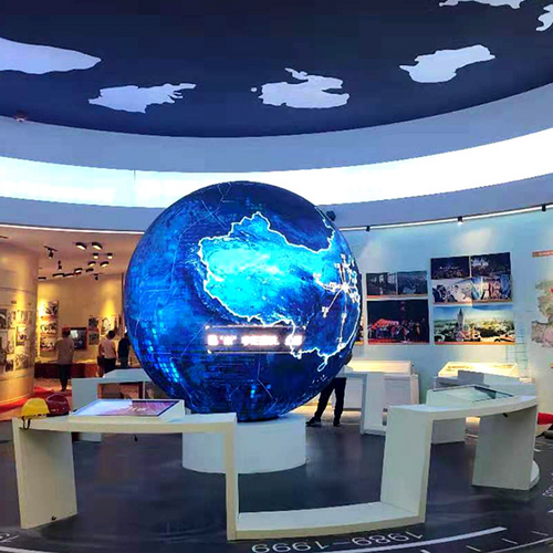 Round LED display in a retail shop window