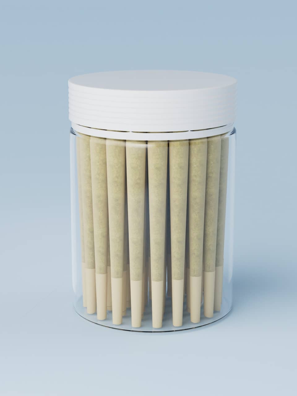 Cosource tamper evident cannabis jar 50 pre-rolls with a white lid and clear container