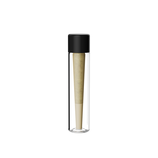 Display of CR glass tubes with twist-to-lock child-resistant caps