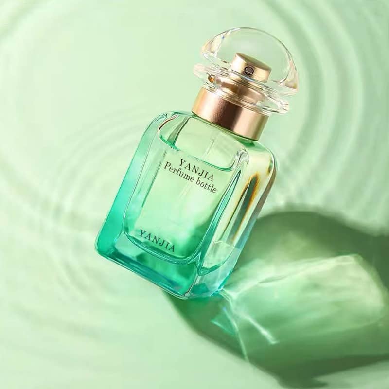 Cosource gradient glass perfume bottles with teal to clear color transition and elegant gold cap